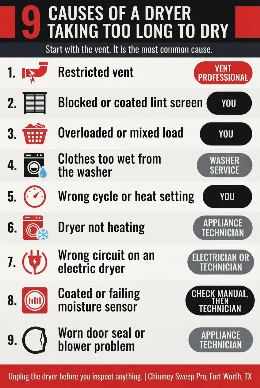 Dryer taking too long to dry: how to tell if it is the vent or the dryer