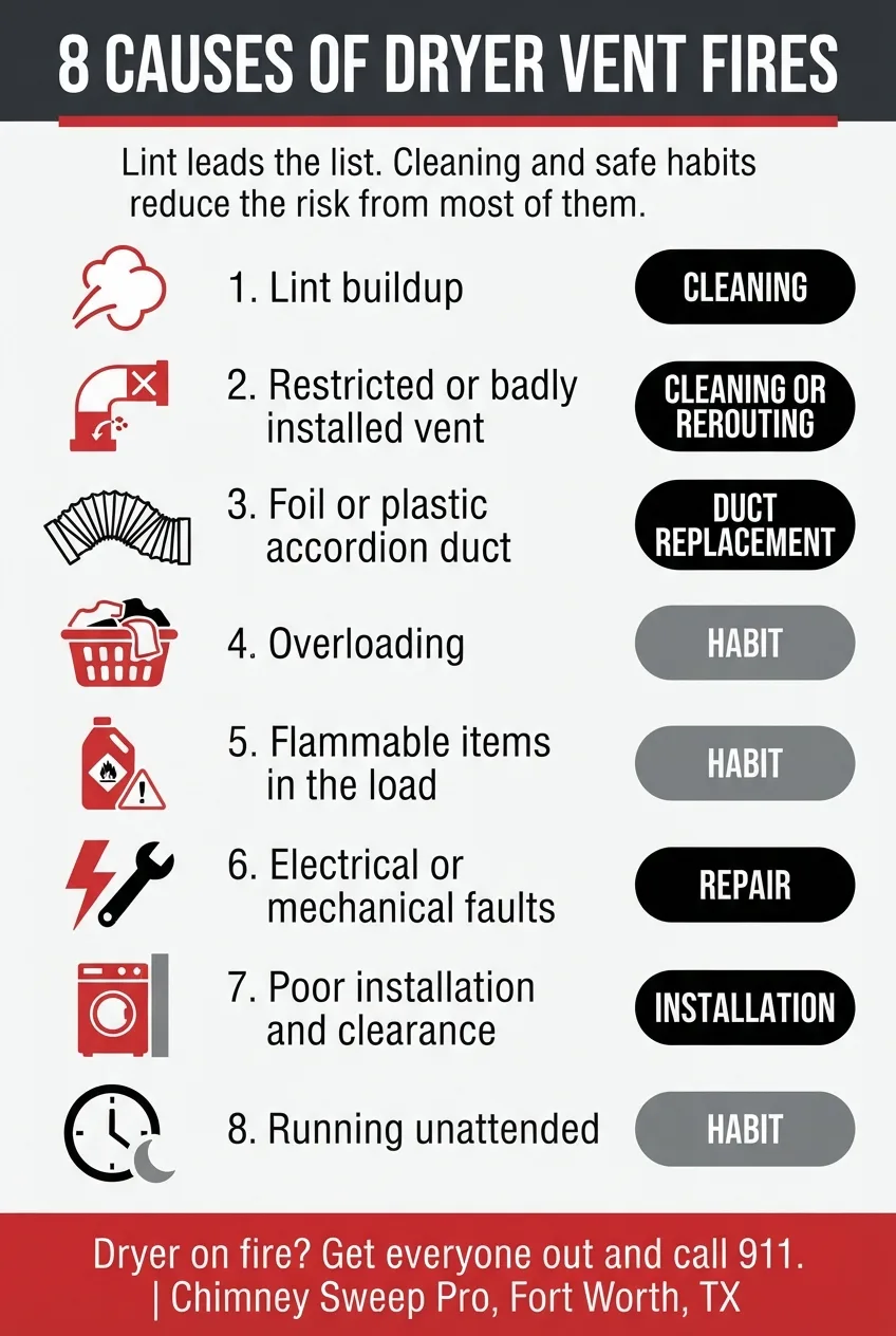Dryer vent fires: causes and prevention for Fort Worth homes