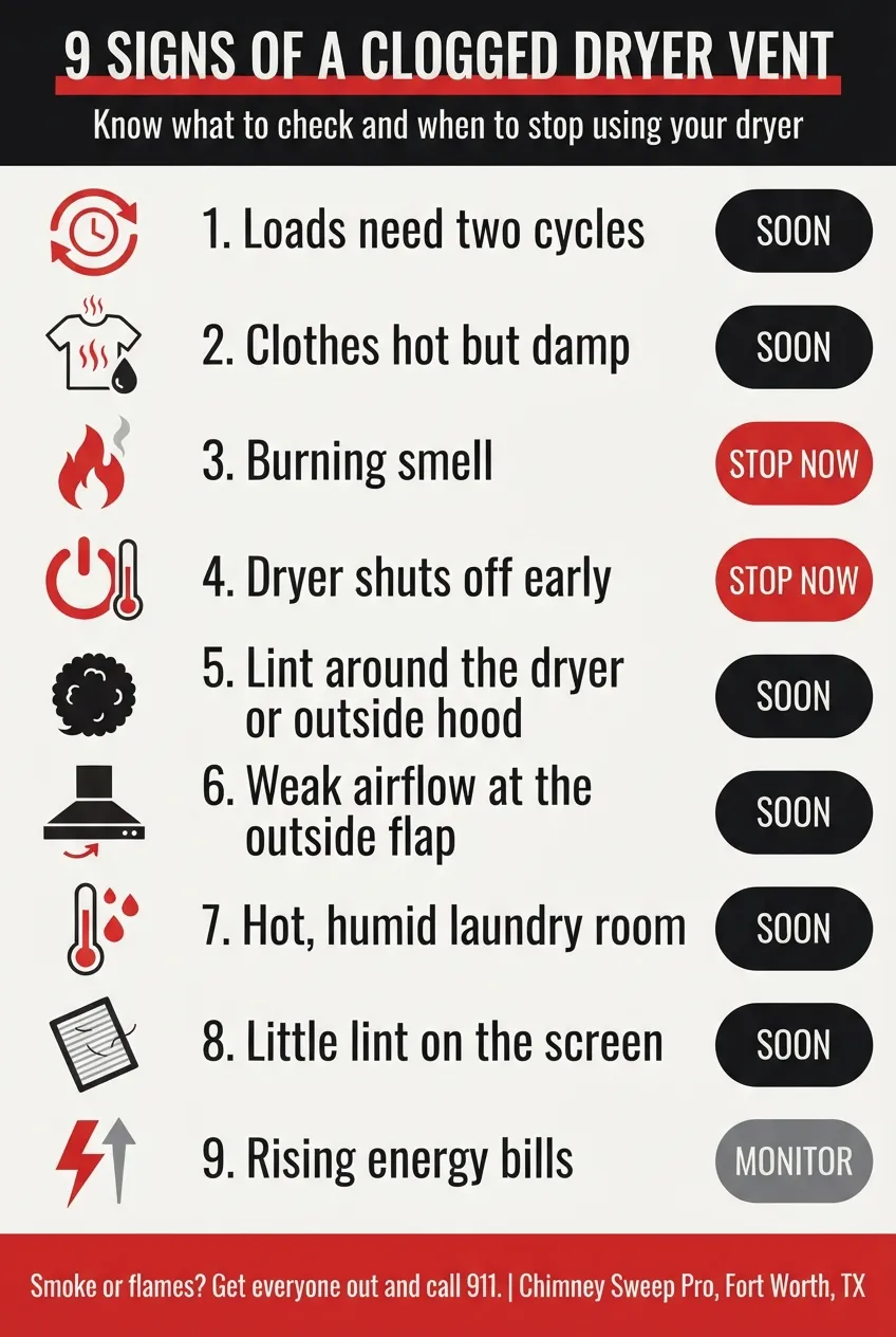 Signs of a clogged dryer vent: what Fort Worth homeowners should check