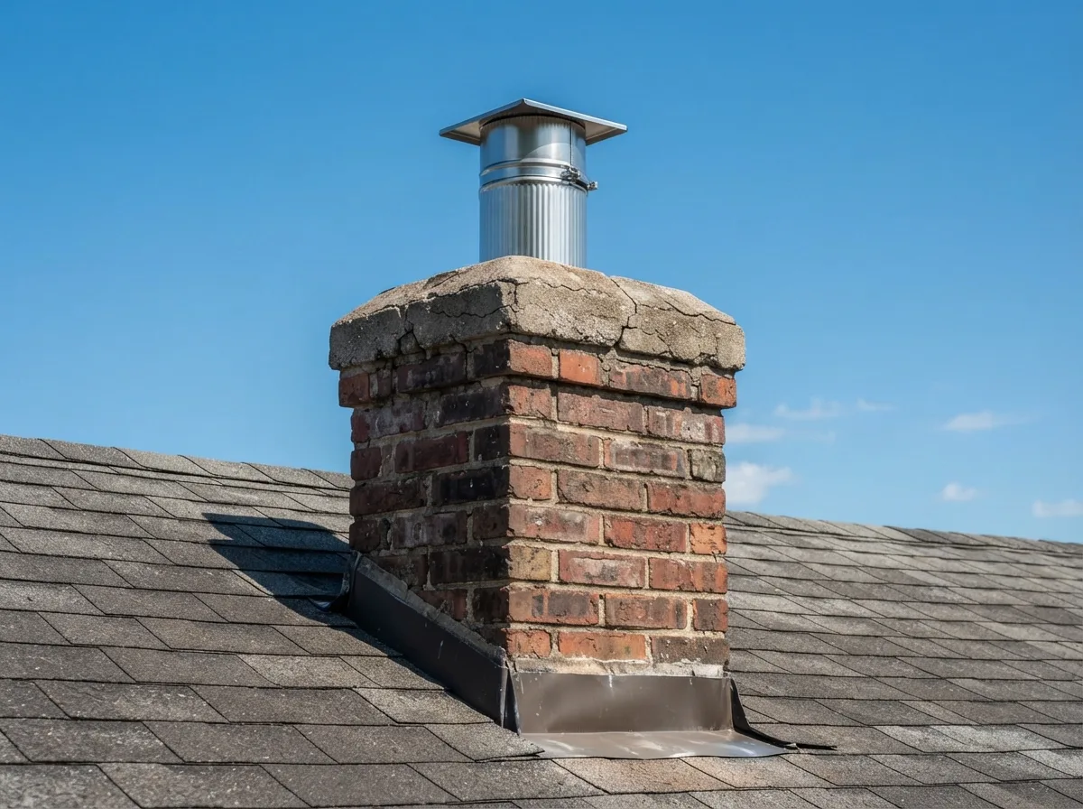 Completed stainless steel chimney liner installation on a Fort Worth home